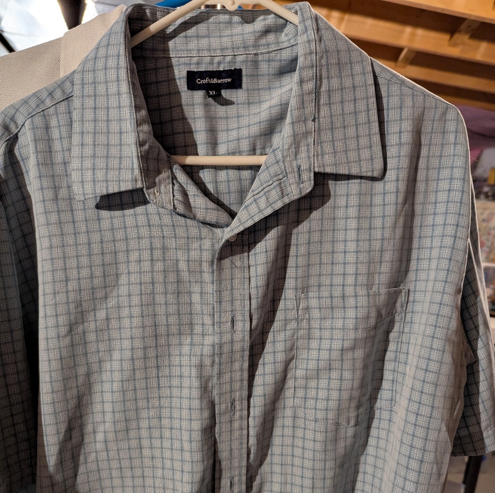 Craft & Borrow Gray Plaid Shirt XL